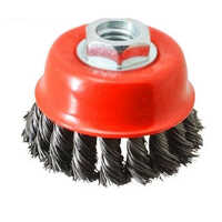 Cup Wire Brush - Bristle Material MS, 10 Inch Size, 2 Inch Red & Gray Bristles | Industrial Usage, Durable Design