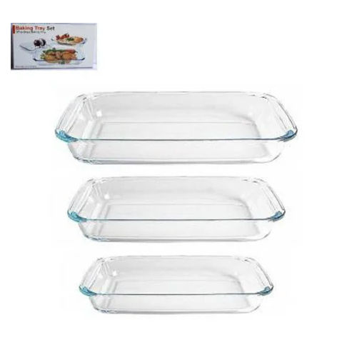 Transparent 3 Piece Rectangle Glass Baking Dish Set