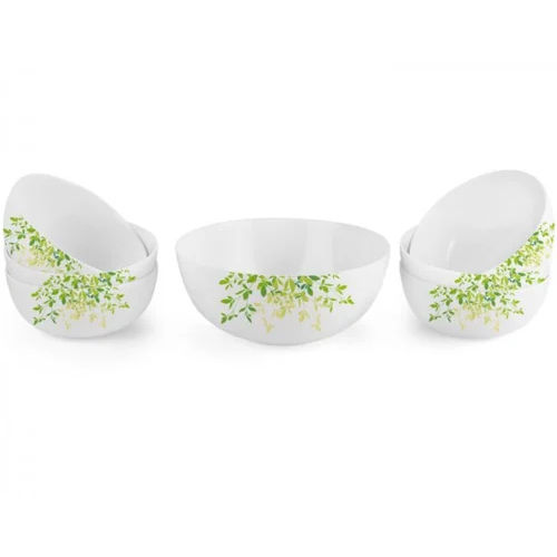 White Cello Opal Glass Pudding Set