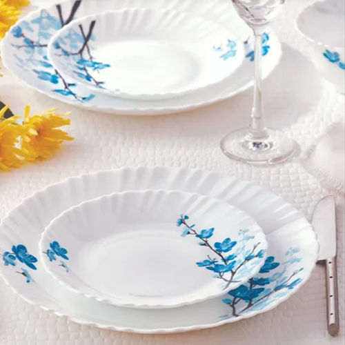 Borosil White Dinner Set Design: Printed