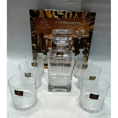 Transparent White Glass Decanter Set