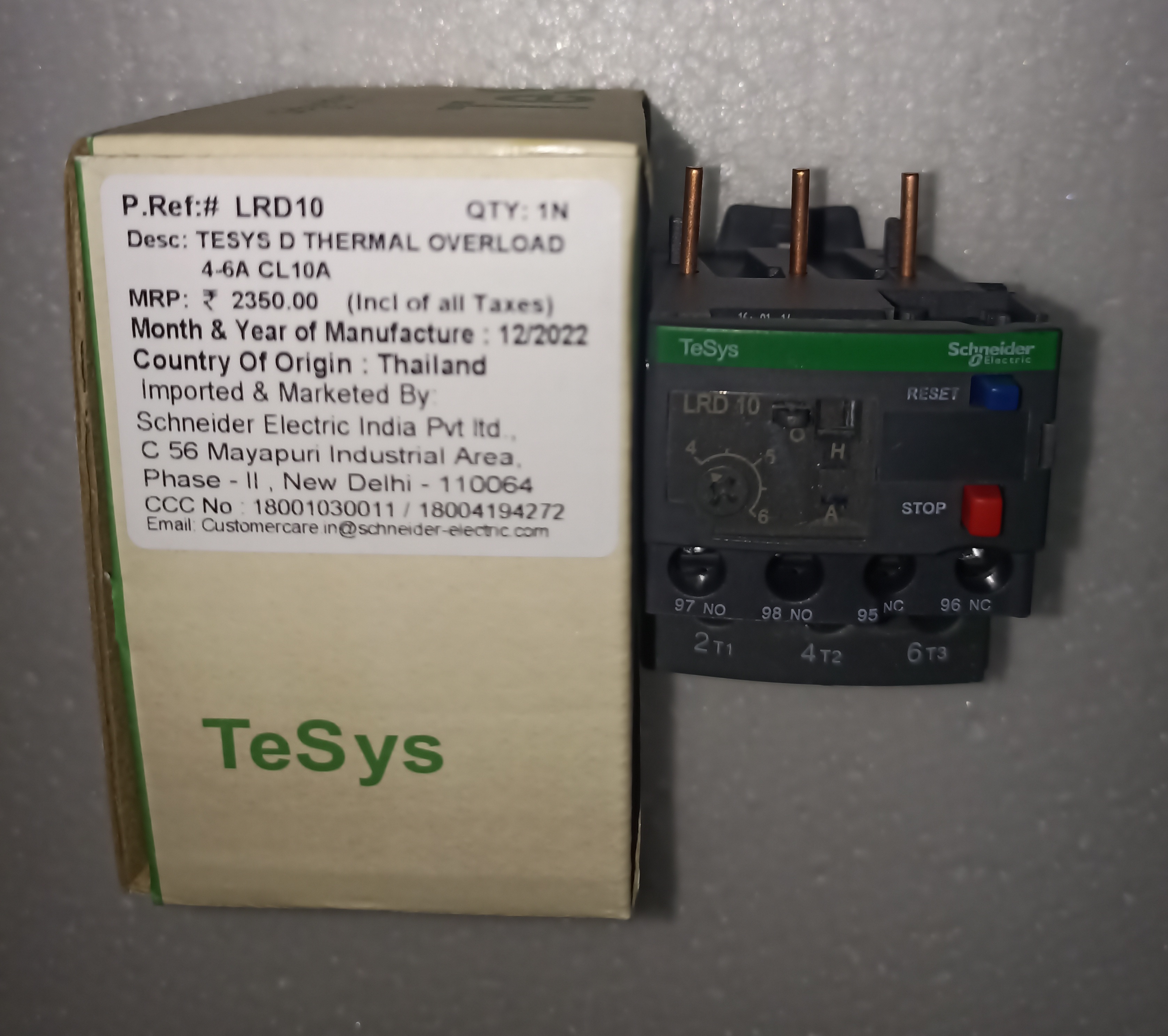 SCHNEIDER NEW (LRD 10) 4-6 A RELAY