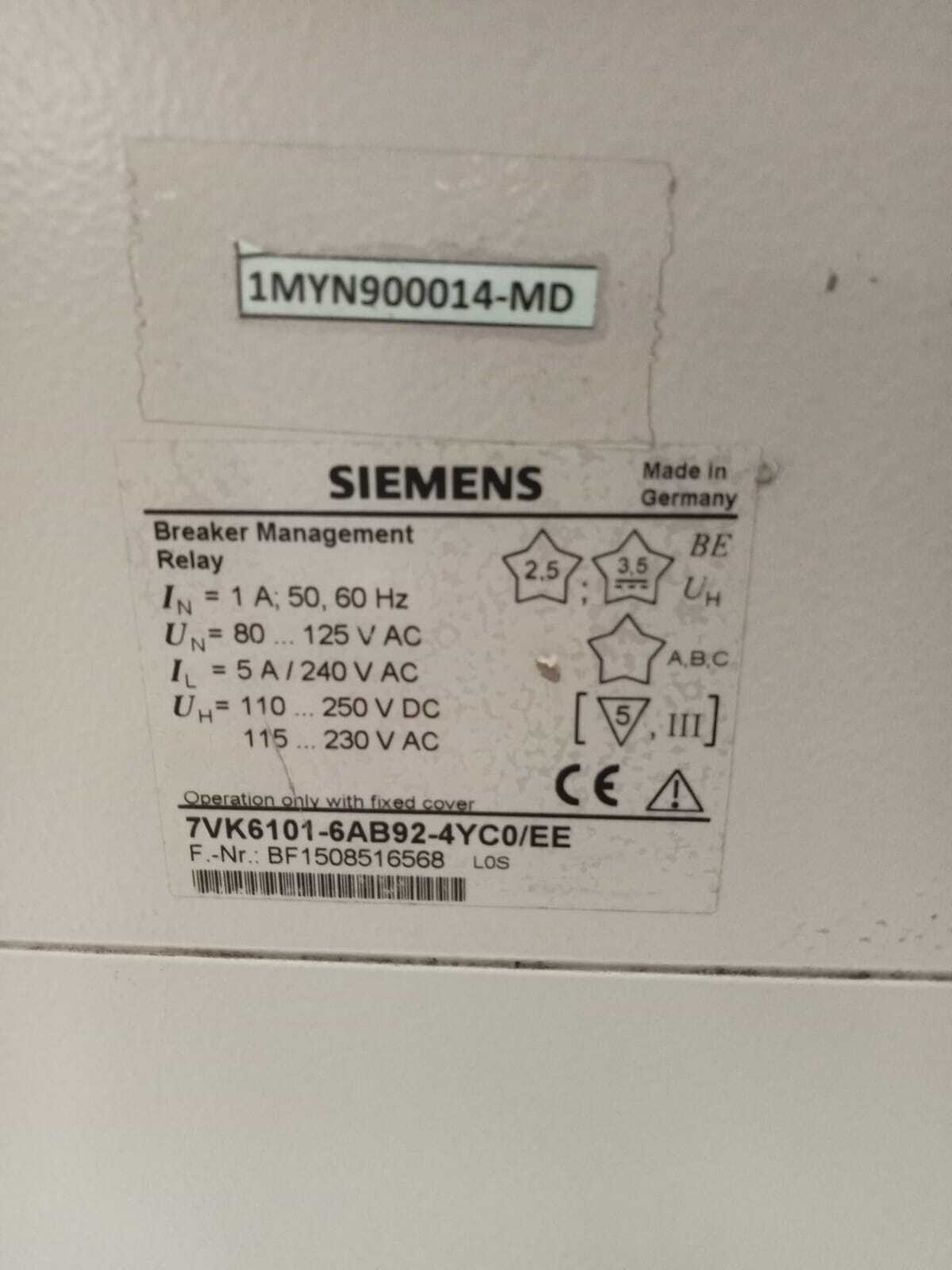 SIEMENS 7VK6101-6AB92-4YC0EE PROTECTION RELAY