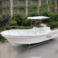 Liya fishing boats manufacturer 6.6m fiberglass panga ship with T-Top for sale