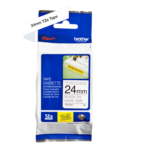Brother Genuine Black on White P-Touch Tape(TZe-S251)
