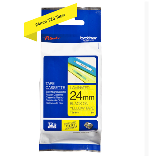 Brother Genuine Black on Yellow P-Touch Tape(TZe-651)