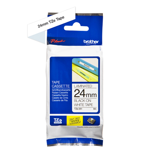 Brother Genuine Black on White P-Touch Tape(TZe-251)