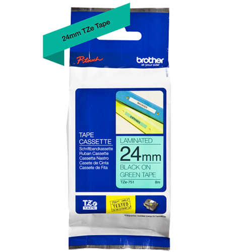 Brother Genuine Black on Green P-Touch Tape (TZe-751)