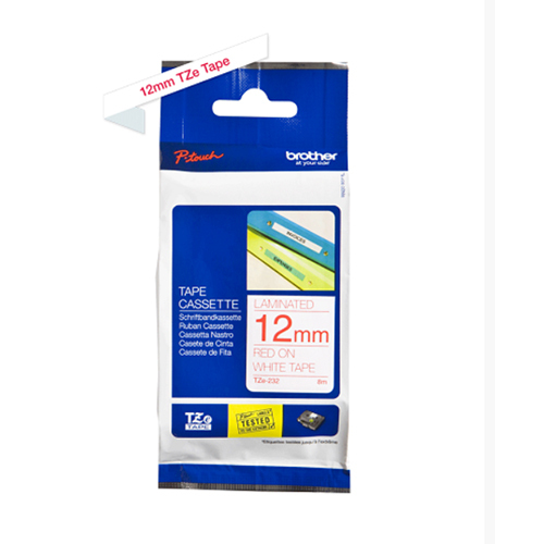 Brother Genuine Red on White P-Touch Tape(TZe-232)
