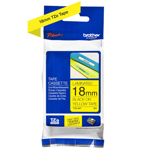 Brother Genuine Black on Yellow P-Touch Tape(TZe-641)