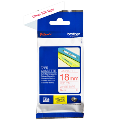 Brother Genuine Red on White P-Touch Tape(TZe-242)