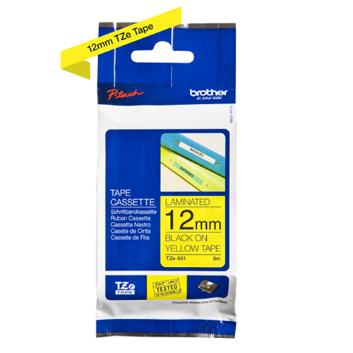 Brother Genuine Black on Yellow P-Touch Tape(TZe-631)