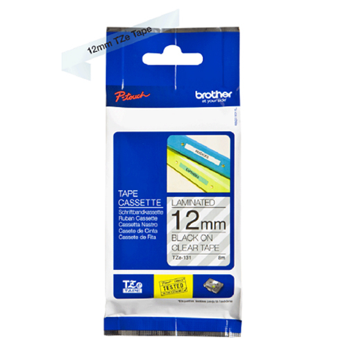 Brother Genuine Black on Clear P-Touch Tape(TZe-131)