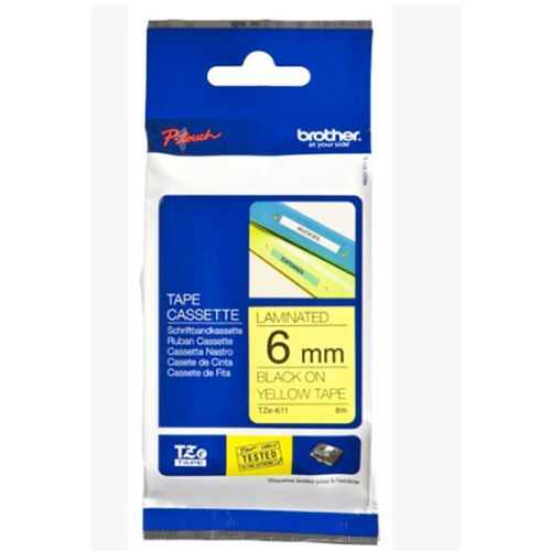 Brother Genuine Black on Yellow P-Touch Tape(TZe-611)