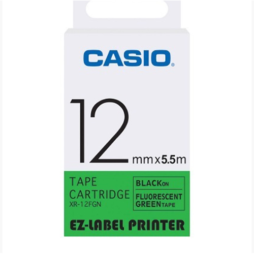 12mm Black on Green Casio Tape(CG49)