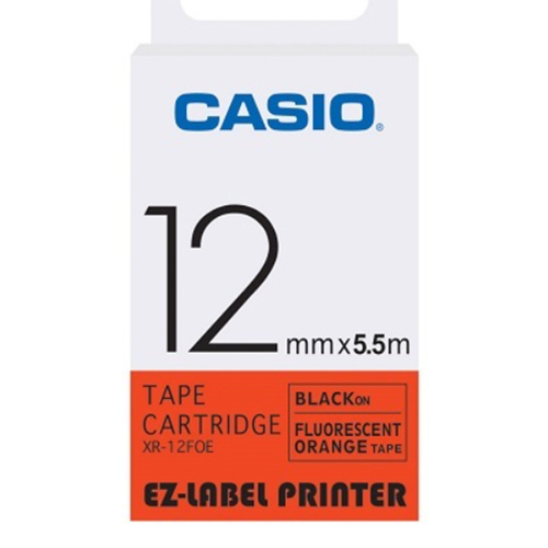 12mm Black on Orange Casio Tape(CG47)