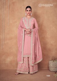 Designer Sharara suit in chinon