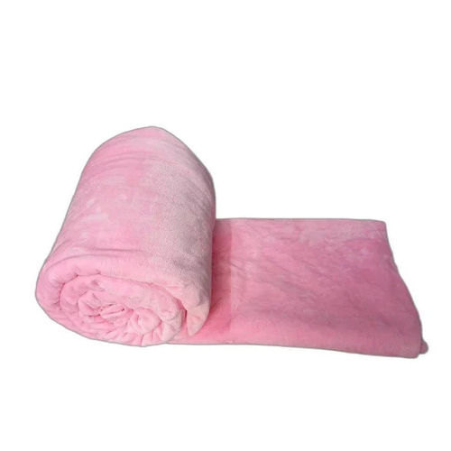 Double Bed Solid Pink Color Flano Fabric Flannel Blanket