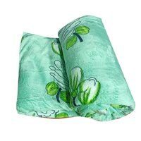 Single Bed Flano Fabric Green Flannel Bed Sheet