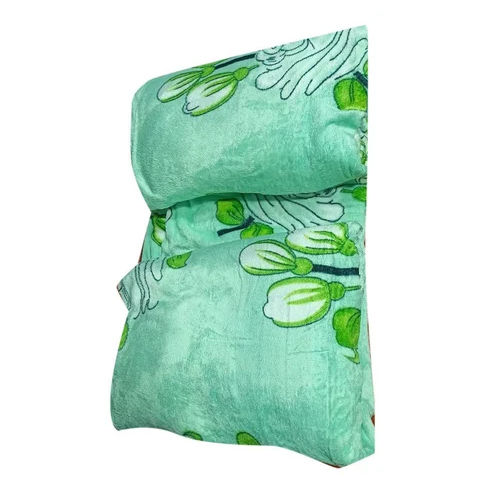 Single Bed Flano Fabric Green Flannel Bed Sheet