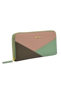 Genuine leather Lt. Mint / Cream-Olive zip around ladies wallet