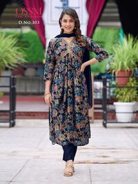 Embroidery and Mirror Work Premium Chanderi  Aliya Dress