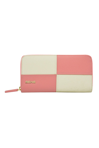 Genuine leather Pink/O.W zip around ladies wallet
