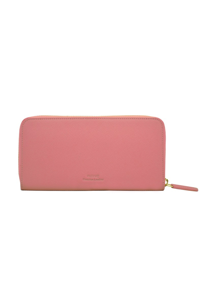 Genuine leather Pink/O.W zip around ladies wallet