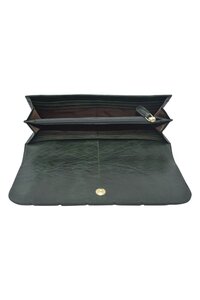 Genuine leather bottle green ladies wallet