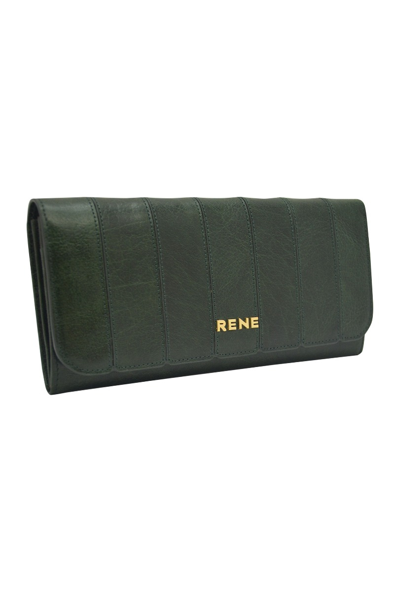 Genuine leather bottle green ladies wallet