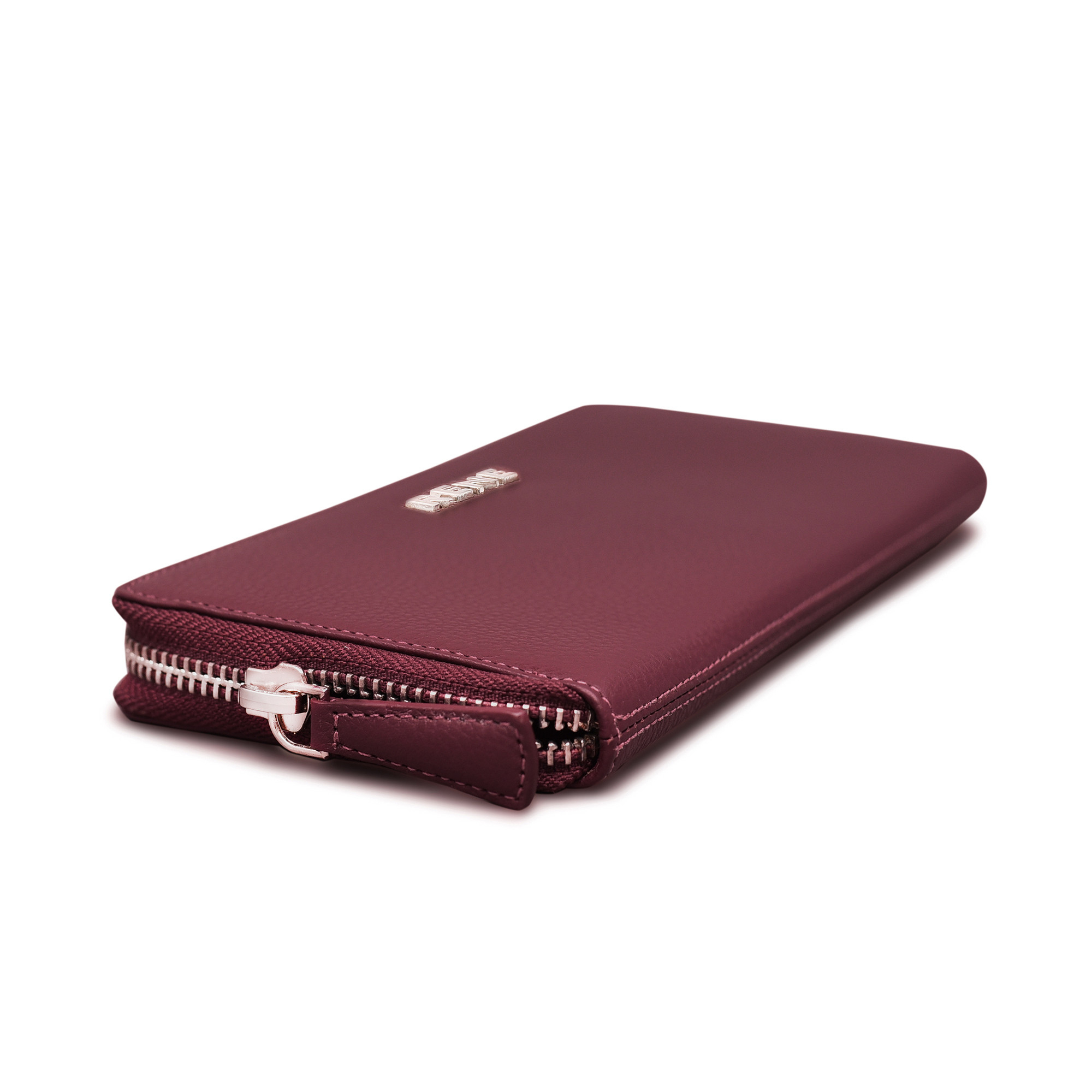Genuine leather maroon zip around ladies wallet