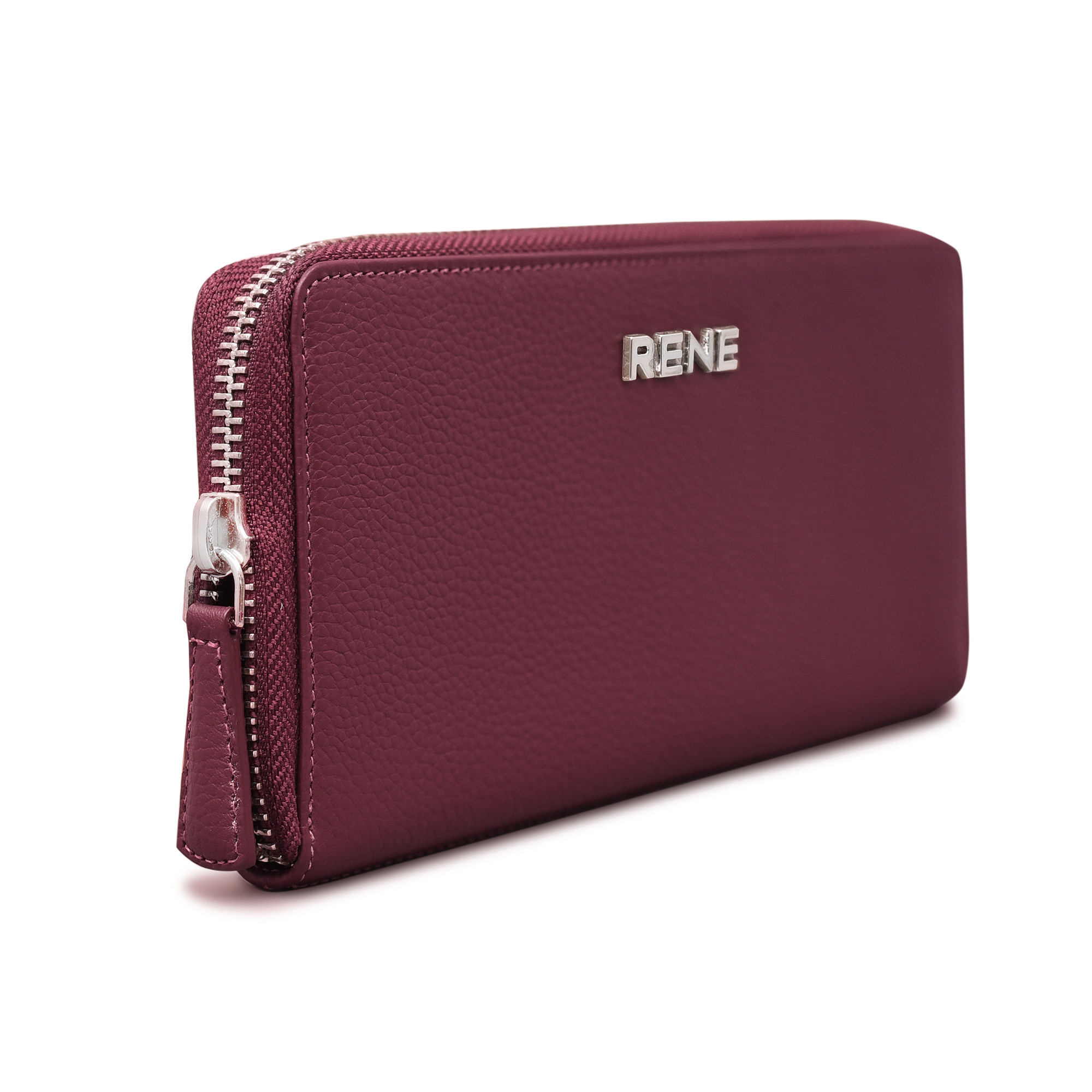 Genuine leather maroon zip around ladies wallet