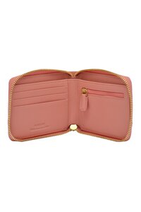 Genuine leather peach zip around ladies wallet