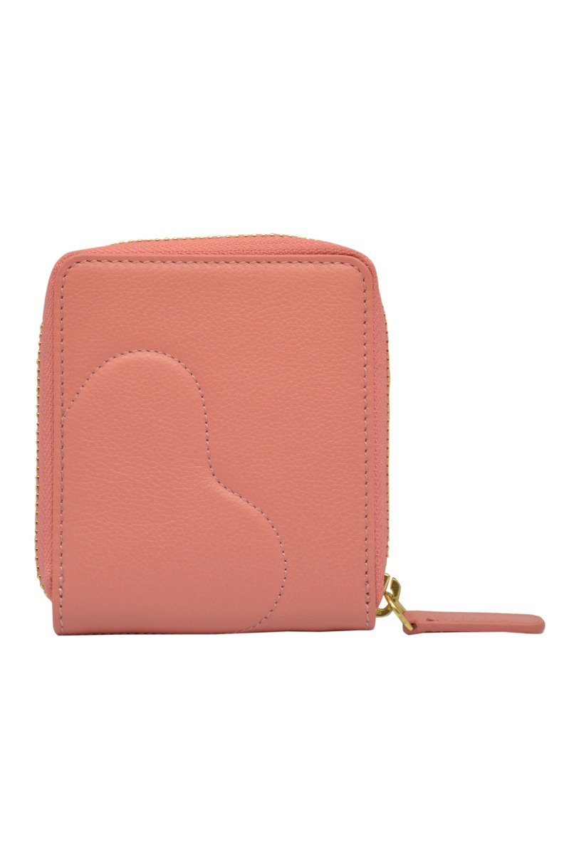 Genuine leather peach zip around ladies wallet