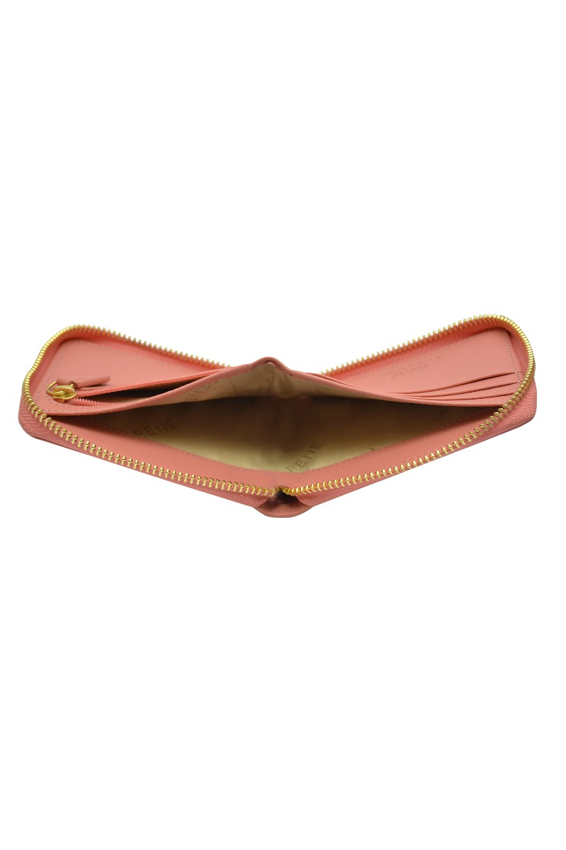 Genuine leather peach zip around ladies wallet