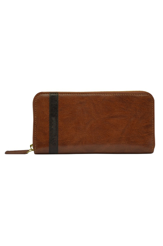 Genuine leather Tan/Brown zip around ladies wallet