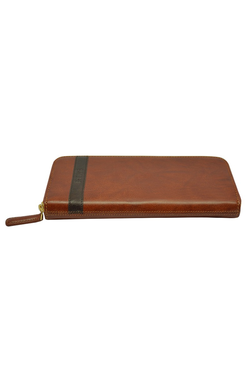 Genuine leather Tan/Brown zip around ladies wallet