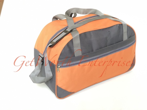 Gray and Orange Complimentary Travel Bag - Premium Rexine, 20" x 12" x 9" | Light-weight, Sturdy Handles, Easy to Wash, Attractive Design