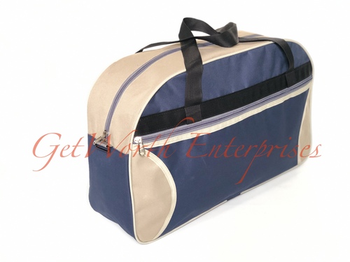 Navy Blue and Cream Complimentary Travel Bag - Material: Polyester | Size: L x H x W - 21" x 13" x 6", Durable, Attractive for Gifts & Events