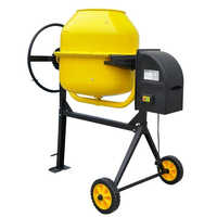 Yellow Semi-automatic Concrete Mixer With Hopper