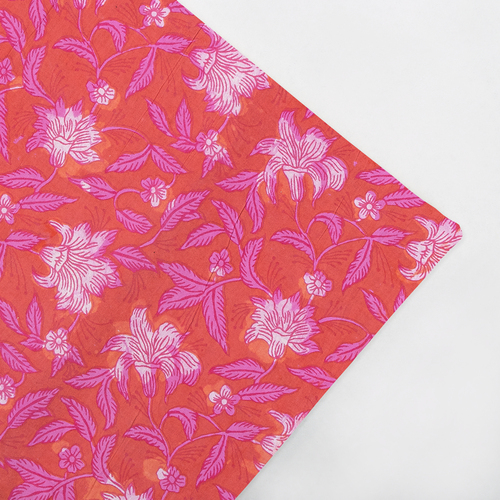 BEAUTIFUL BLOCK PRINTED PINK COLOUR COTTON FABRIC