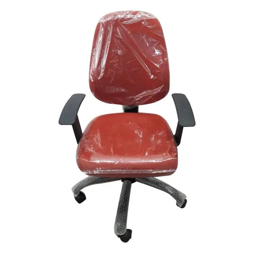 Red 5 Wheel Leather Office Chair