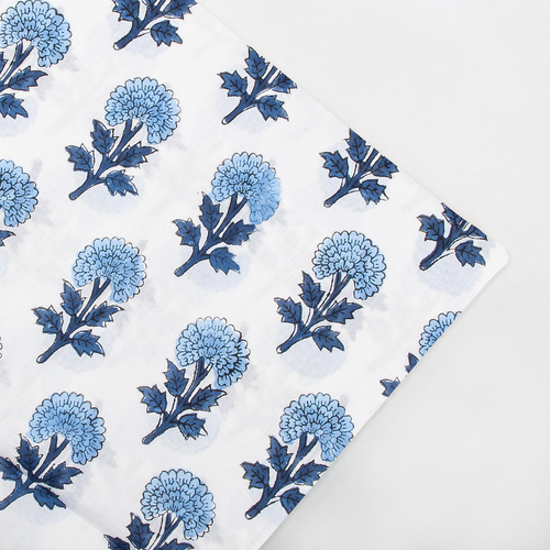 WHITE BASE BUTI COTTON PRINTED FABRIC