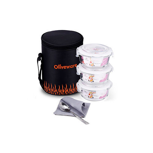 Black_Orange Dazzle Glassware Lunch Box