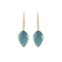 Aqua Chalcedony Gemstone Faceted Kite 10x15mm Gold Vermeil 925 Sterling Silver Dangle Earrings