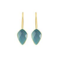 Aqua Chalcedony Gemstone Faceted Kite 10x15mm Gold Vermeil 925 Sterling Silver Dangle Earrings