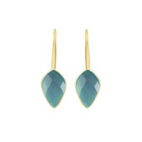 Aqua Chalcedony Gemstone Faceted Kite 10x15mm Gold Vermeil 925 Sterling Silver Dangle Earrings