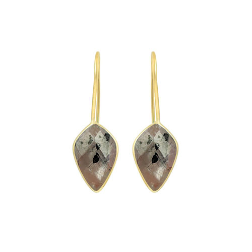 Same As Photo Black Rutile Gemstone Faceted Kite 10X15Mm Gold Vermeil 925 Sterling Silver Dangle Earrings