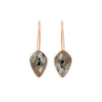 Black Rutile Gemstone Faceted Kite 10x15mm Gold Vermeil 925 Sterling Silver Dangle Earrings