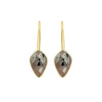 Black Rutile Gemstone Faceted Kite 10x15mm Gold Vermeil 925 Sterling Silver Dangle Earrings